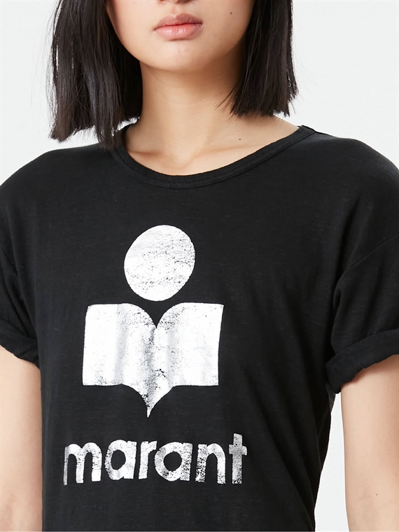 Isabel Marant Etoile Koldi Logo T-shirt, Sort/Sølv